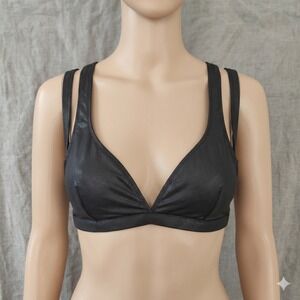 Valimare Womens‎ Laguna Bikini Top Small Black Textured Strappy Halter Swim